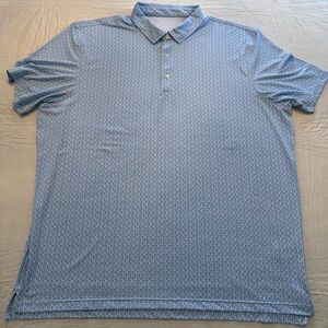 NWOT Vineyard Vines Light Blue Fish Pattern Microprint Palmero OTG  Polo XXL